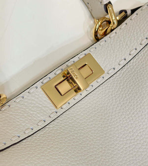 Fendi 8BN321 Peekaboo ISeeU Medium White Selleria bag with 646 hand-sewn topstitches 80133 - Default Title - View 5