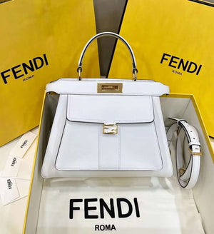 Fendi 8BN321 Peekaboo Iseeu Medium White Leather Bag 8596L - Default Title - View 1