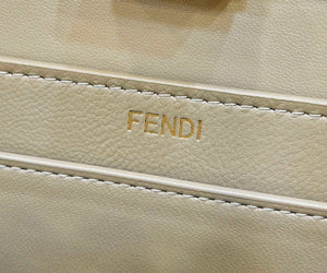 Fendi 8BN327 Peekaboo ISeeU Medium Gray &White interlace leather bag 80143 - Default Title - View 6