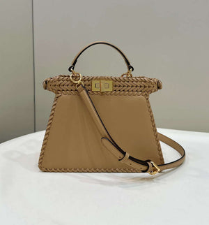 Fendi 8BN327 Peekaboo ISeeU Small Apricot interlace leather bag 80138M - Default Title - View 4