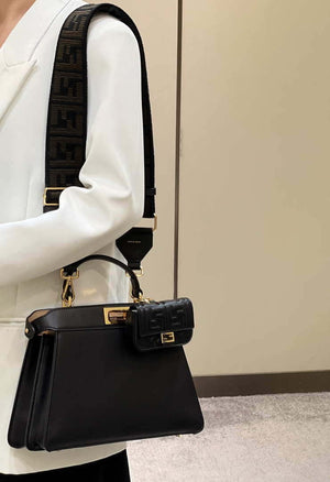 Fendi 8BN327 Peekaboo ISeeU Small Black leather bag - Default Title - View 14