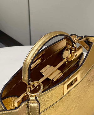 Fendi 8BN327 Peekaboo ISeeU Small Gold leather bag - Default Title - View 7