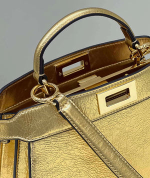 Fendi 8BN327 Peekaboo ISeeU Small Gold leather bag - Default Title - View 9