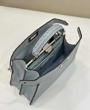 Fendi 8BN327 Peekaboo ISeeU Small Light Blue Selleria bag with 556 hand-sewn topstitches 80133Am - Default Title - View 9