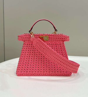 Fendi 8BN327 Peekaboo ISeeU Small Pink interlace leather bag 80138M - Default Title - View 4