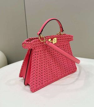Fendi 8BN327 Peekaboo ISeeU Small Pink interlace leather bag 80138M - Default Title - View 6