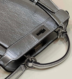 Fendi 8BN327 Peekaboo ISeeU Small Silver leather bag - Default Title - View 9