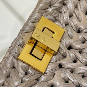 Fendi 8bn327arbcf1i2a Peekaboo ISeeU Small Dove grey leather and interlaced fibre bag 80169M - Default Title - View 7