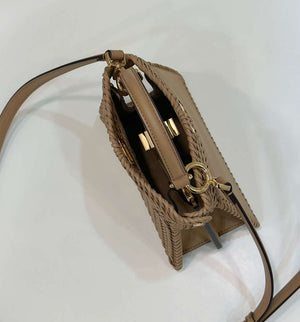 Fendi 8BN335 Peekaboo ISeeU Petite Apricot interlace leather bag 80138S - Default Title - View 9