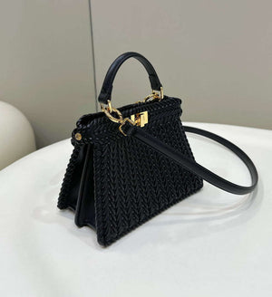 Fendi 8BN335 Peekaboo ISeeU Petite Black interlace leather bag 80138S - Default Title - View 2