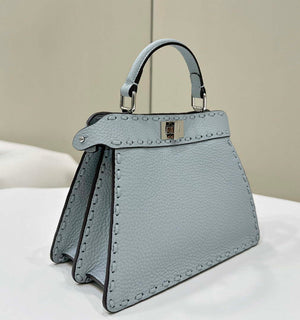 Fendi 8BN335 Peekaboo ISeeU Petite Blue Selleria bag with 306 hand-sewn topstitches 80133AS - Default Title - View 3