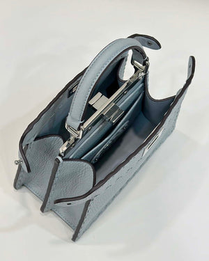 Fendi 8BN335 Peekaboo ISeeU Petite Blue Selleria bag with 306 hand-sewn topstitches 80133AS - Default Title - View 9