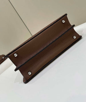 Fendi 8BN335 Peekaboo ISeeU Petite Dark Brown Selleria bag with 306 hand-sewn topstitches 80133AS - Default Title - View 3