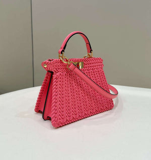Fendi 8BN335 Peekaboo ISeeU Petite Pink interlace leather bag 80138S - Default Title - View 4