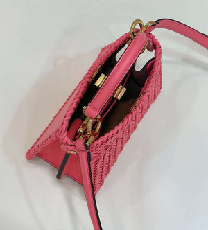 Fendi 8BN335 Peekaboo ISeeU Petite Pink interlace leather bag 80138S - Default Title - View 9