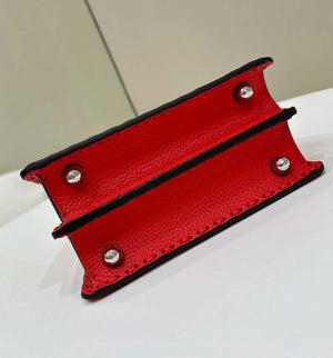 Fendi 8BN335 Peekaboo ISeeU Petite Red Selleria bag with 306 hand-sewn topstitches 80133As - Default Title - View 4