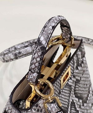 Fendi 8BN335 Peekaboo ISeeU Petite Snakeskin Gray Padded Nappa Leather Bag - Default Title - View 5