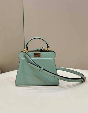 Fendi 8BN335 Peekaboo ISeeU Petite Turquoise Padded Nappa Leather Bag - Default Title - View 1