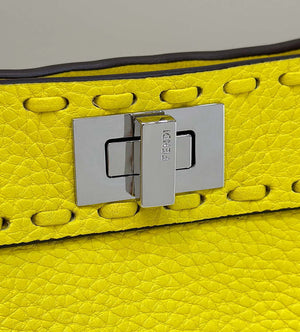 Fendi 8BN335 Peekaboo ISeeU Petite Yellow Selleria bag with 306 hand-sewn topstitches 80133As - Default Title - View 5