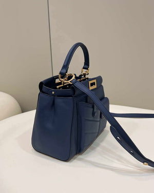 Fendi 8BN335 Peekaboo ISeeU Small Navy blue leather bag 2113s - Default Title - View 4