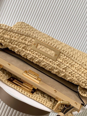 Fendi 8BN353AOVHF19P8 Peekaboo Soft Medium Raffia Nature - Default Title - View 7