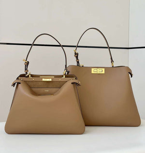 Fendi 8BN358AOVHF1D3Q Peekaboo Soft Large Cappuccino-coloured leather bag 80172L - Default Title - View 3