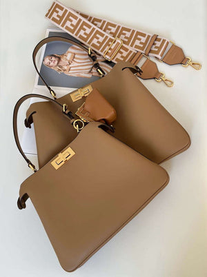Fendi 8BN358AOVHF1D3Q Peekaboo Soft Large Cappuccino-coloured leather bag 80172L - Default Title - View 2