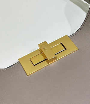 Fendi 8BN368AWPFF1V0H Fendi Way Medium Dove gray leather and neon blue suede bag - Default Title - View 6