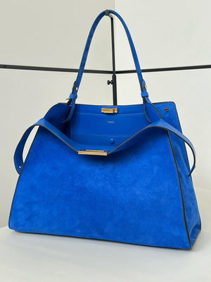 Fendi 8BN369 Fendi Way Large Blue suede bag 369 - Default Title - View 2