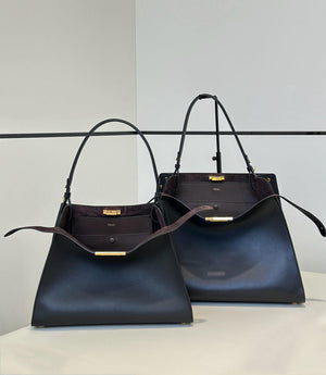 Fendi 8BN369 Fendi Way Large Black leather and chocolate suede bag - Default Title - View 2