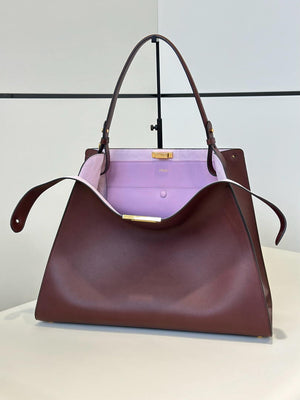 Fendi 8BN369 Fendi Way Large Dark brown leather and violet suede bag - Default Title - View 8