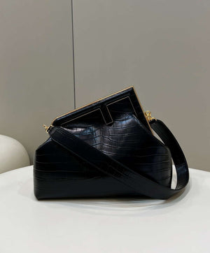 Fendi 8BP127 FENDI FIRST Medium Black Crocodile leather bag - Default Title - View 1