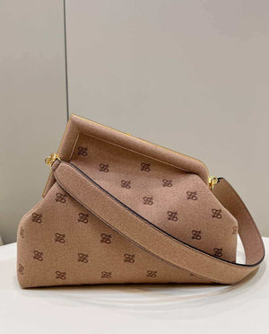 Fendi 8BP127 Fendi First Medium Light Pink flannel bag with embroidery - Default Title - View 2