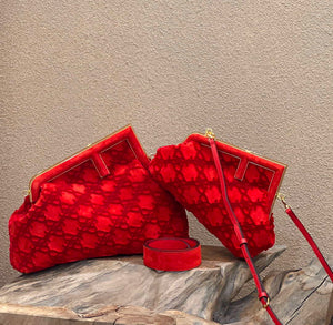 Fendi 8BP127 Fendi First Medium Red suede bag - Default Title - View 1