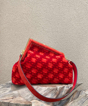 Fendi 8BP127 Fendi First Medium Red suede bag - Default Title - View 3