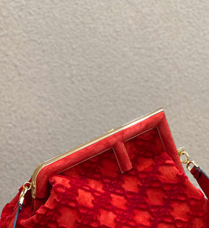 Fendi 8BP127 Fendi First Medium Red suede bag - Default Title - View 6