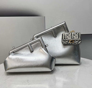 Fendi 8BP127 FENDI FIRST Medium Silver laminated leather bag - Default Title - View 1