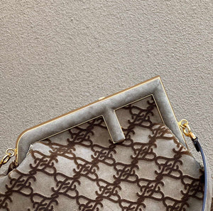 Fendi 8BP129 Fendi First Small Khaki suede bag - Default Title - View 5