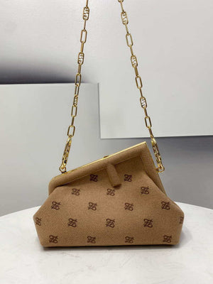 Fendi 8BP129 Fendi First Small Beige flannel bag with embroidery - Default Title - View 2