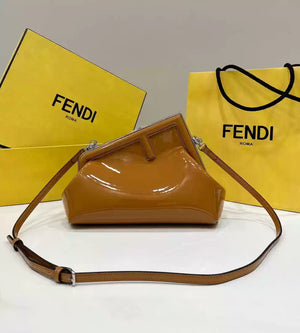Fendi 8BP129 Fendi First Small Brown patent leather bag - Default Title - View 1