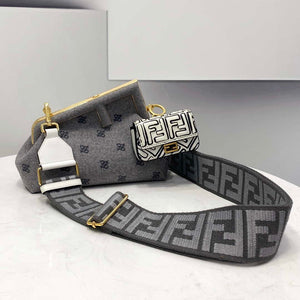 Fendi 8BP129 Fendi First Small Ligth Gray flannel bag with embroidery - Default Title - View 2