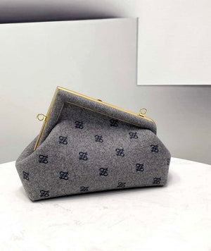Fendi 8BP129 Fendi First Small Ligth Gray flannel bag with embroidery - Default Title - View 3