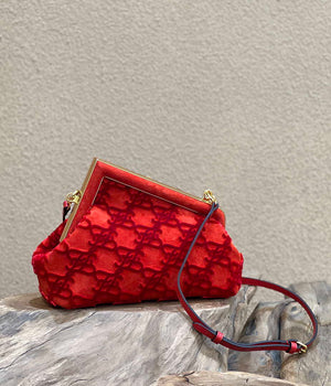 Fendi 8BP129 Fendi First Small Red suede bag - Default Title - View 3