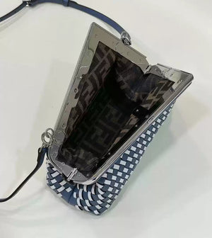Fendi 8BP129 Fendi First Small White and blue woven leather bag - Default Title - View 9
