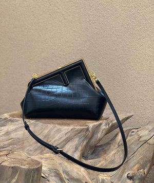 Fendi 8BP129 First Small Crocodile leather bag 80018M Black - Default Title - View 2