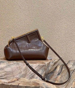 Fendi 8BP129 First Small Crocodile leather bag Dark Brown 80018M - Default Title - View 2