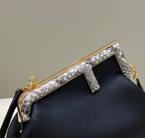 Fendi 8BP129 First Small Fuchsia leather and python leather bag 80043M Black - Default Title - View 5