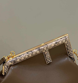 Fendi 8BP129 First Small Fuchsia leather and python leather bag 80018M Dark Brown - Default Title - View 7
