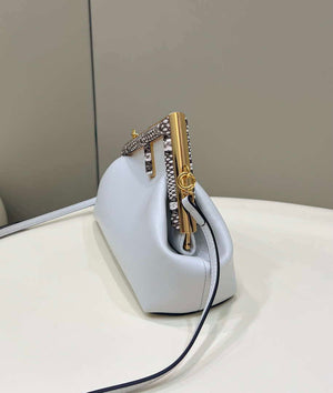 Fendi 8BP129 First Small Fuchsia leather and python leather bag 80018M White - Default Title - View 8
