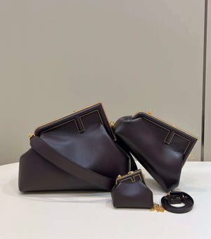 Fendi 8BP129 First Small Fuchsia leather bag 80018M Dark Brown - Default Title - View 1